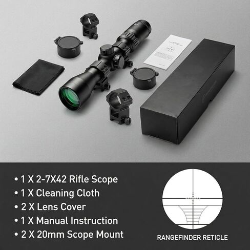Persei 2-7x42 طويل العين الإغاثة بندقية الكشفية نطاق 30 مللي متر أنبوب Rangefinder شبكاني يناسب Mosin Nagant 1891/30 M39 in Kuwait