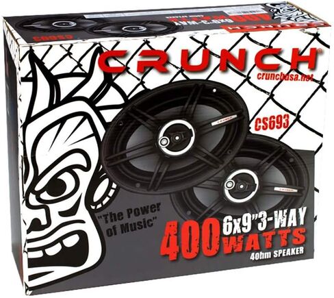 Crunch 400W 6x9 3 Way Coaxial Speakers, 1 Pair Bundled with QPower 2 Pack Angled Style 6x9 Car Speaker Box Enclosure - Audio Equipment for Vehicles in Saudi Arabia