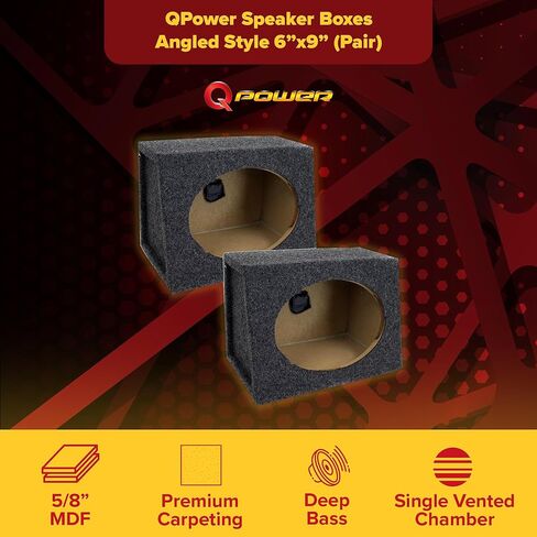 Crunch 400W 6x9 3 Way Coaxial Speakers, 1 Pair Bundled with QPower 2 Pack Angled Style 6x9 Car Speaker Box Enclosure - Audio Equipment for Vehicles in Saudi Arabia