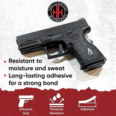 Handleitgrips Grip Tape Compatible with Springfield XDM Elite Subcompact 10mm / 45 ACP - Black Sandpaper Grip Tape, Easy Installation, Parts & Accessories, Veteran Owned, Made in USA in Saudi Arabia