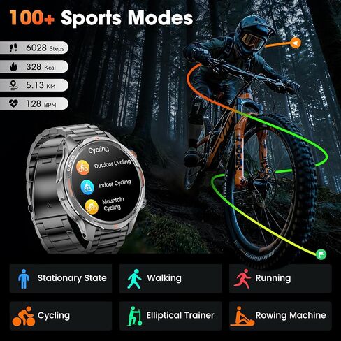 Smart Watches for Men(Answer/Make Calls), 1.7" HD Military Smartwatch with 100-Day Battery, Compass, Flashlight, 24/7 Heart Rate, SpO2 Monitor, Sleep Tracker, 110+Sports Smartwatch for Android iOS in Saudi Arabia