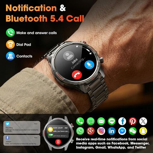 Smart Watches for Men(Answer/Make Calls), 1.7" HD Military Smartwatch with 100-Day Battery, Compass, Flashlight, 24/7 Heart Rate, SpO2 Monitor, Sleep Tracker, 110+Sports Smartwatch for Android iOS in Saudi Arabia