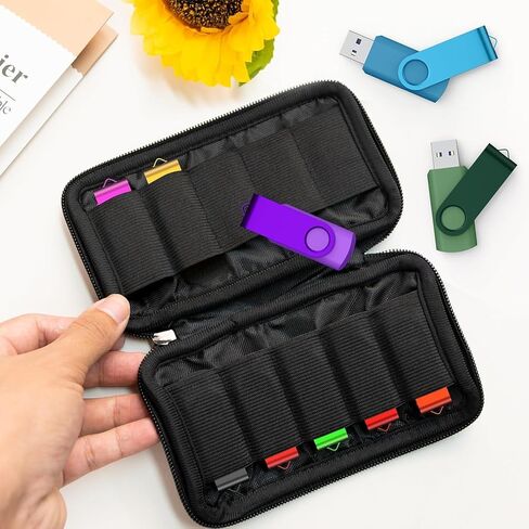 Flash Drive Case, USB Drive Holder, Storage Bag for Thumb Drive, Light Weight and Easy to Put into Handbag, Protect and Store Small Items, 10 Slots Electronic Accessories Organizer in Saudi Arabia