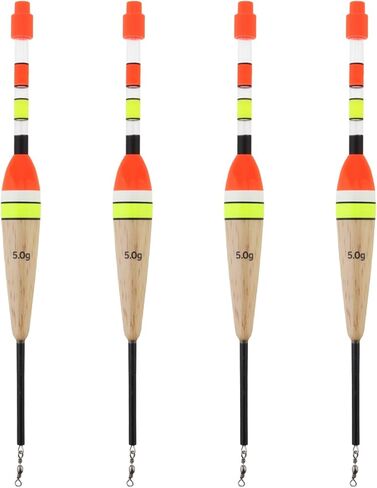 4pcs Fishing Bobbers Floats, Balsa Wood Body Spring Fishing Floats and Bobbers, Oval High Sensitive for Crappie Bluegill Trout Bass Catfish in Saudi Arabia