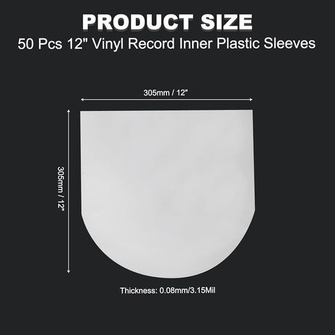 MECCANIXITY 12"x12" Vinyl Record Inner Sleeves, 50 Pcs 3 Mil Anti-Static Clear Plastic Record Covers Round Durable Disc Sleeves for LP Albums Storage Collection Protection in Saudi Arabia
