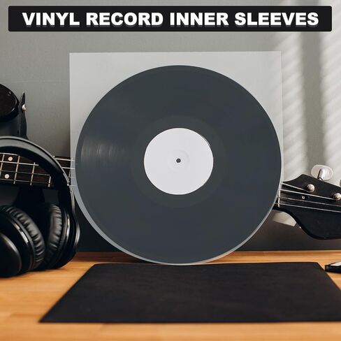 MECCANIXITY 12"x12" Vinyl Record Inner Sleeves, 50 Pcs 3 Mil Anti-Static Clear Plastic Record Covers Round Durable Disc Sleeves for LP Albums Storage Collection Protection in Saudi Arabia
