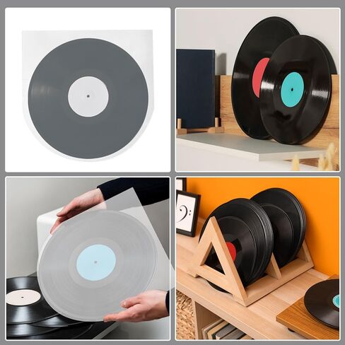 MECCANIXITY 12"x12" Vinyl Record Inner Sleeves, 50 Pcs 3 Mil Anti-Static Clear Plastic Record Covers Round Durable Disc Sleeves for LP Albums Storage Collection Protection in Saudi Arabia