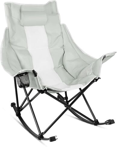 VITESSE Oversized Rocking Camping Chair, Luxury Padded Recliner,Oversized Folding Lawn Chair with Pocket and Carry Bag,Outdoor Camp Rocker Chairs for Adults Heavy Duty 300 LBS (Blue) in Saudi Arabia