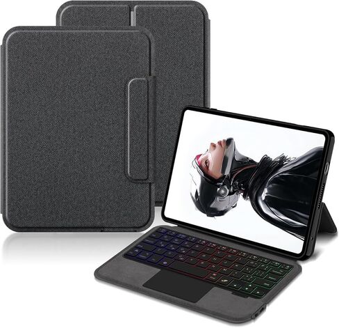 Bluetooth Keyboard Case with Touchpad, Wireless RGB Backlit 7-Color Magic-Style Cover Compatible with Nubia Red Magic Pad 3 Pro/Astra Gaming 9.06" 2025 NP05J (Black,Backlit Touchpad & Mouse) in Saudi Arabia