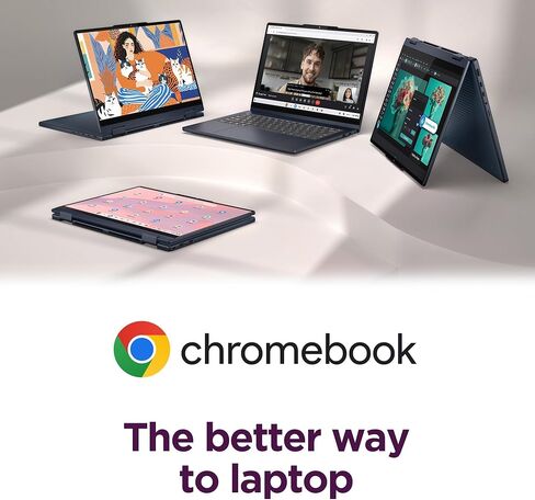 Lenovo Chromebook Plus 2-in-1 - Lightweight Laptop - Google Gemini - Intel® N355 CPU - 14" WUXGA IPS Touchscreen Display - 8GB RAM - 256GB UFS Storage - Integrated Intel® Graphics - Fingerprint reader in Saudi Arabia