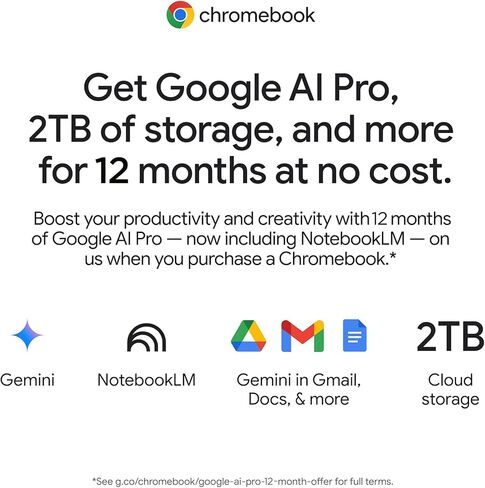Lenovo Chromebook Plus 2-in-1 - Lightweight Laptop - Google Gemini - Intel® N355 CPU - 14" WUXGA IPS Touchscreen Display - 8GB RAM - 256GB UFS Storage - Integrated Intel® Graphics - Fingerprint reader in Saudi Arabia