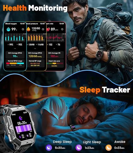 TX1 Military Smart Watch for Men, 1000mAh 80 Days Long Battery, 2.13'' AMOLED Smartwatch, 100+ Sport Mode/IP68 Waterproof Fitness Tracker, Rugged Smart Watch for Android iOS Compatible in Saudi Arabia