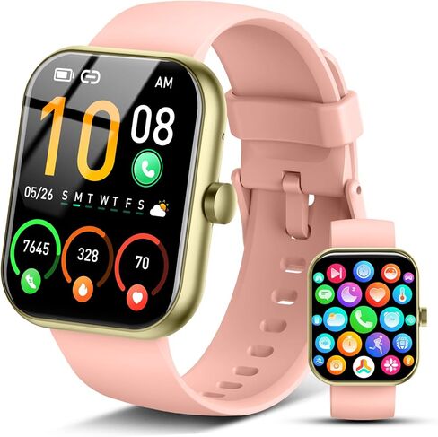 Smart Watch for Men Women, 1.96" HD Fitness Tracker Running Watch (Answer/Make Call), IP68 Waterproof,Pedometer, Sleep/Step/Activity/Heart Rate Monitor,110+ Sport Mode Smartwatch for iOS Android,Pink in Saudi Arabia