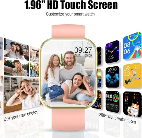 Smart Watch for Men Women, 1.96" HD Fitness Tracker Running Watch (Answer/Make Call), IP68 Waterproof,Pedometer, Sleep/Step/Activity/Heart Rate Monitor,110+ Sport Mode Smartwatch for iOS Android,Pink in Saudi Arabia