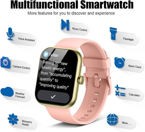 Smart Watch for Men Women, 1.96" HD Fitness Tracker Running Watch (Answer/Make Call), IP68 Waterproof,Pedometer, Sleep/Step/Activity/Heart Rate Monitor,110+ Sport Mode Smartwatch for iOS Android,Pink in Saudi Arabia