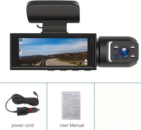 1 Set 1080P Dual Camera Dash Cam for Cars, Front and Inside, IR Night Vision Loop Recording Wide Angle Car DVR Camera with IPS Screen Dual Lens Car Dashboard Video Cam As a Gift, Without Battery in Saudi Arabia