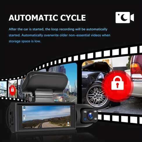 1 Set 1080P Dual Camera Dash Cam for Cars, Front and Inside, IR Night Vision Loop Recording Wide Angle Car DVR Camera with IPS Screen Dual Lens Car Dashboard Video Cam As a Gift, Without Battery in Saudi Arabia