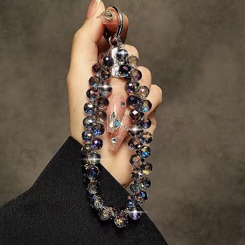 Luxury Crystal Bead Hand-Held Chain, High-End Wrist Short Hanging Rope with Clip, Phone Case Keychain, Bag Pendant in Saudi Arabia