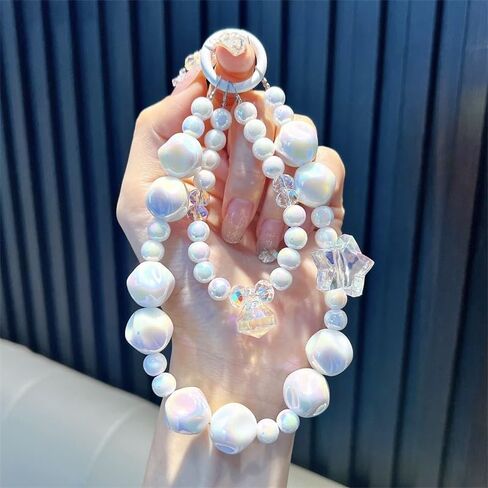 Beaded Camera Wrist Strap, Cute Phone Charms Strap, Pearl Bracelet Wrist Strap, Phone Keychain Decoration for Wallet in Saudi Arabia