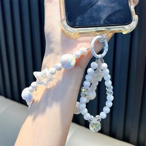 Beaded Camera Wrist Strap, Cute Phone Charms Strap, Pearl Bracelet Wrist Strap, Phone Keychain Decoration for Wallet in Saudi Arabia