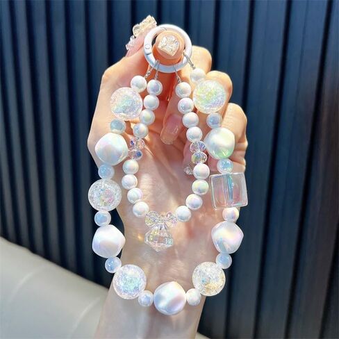 Beaded Camera Wrist Strap, Cute Phone Charms Strap, Pearl Bracelet Wrist Strap, Phone Keychain Decoration for Wallet in Saudi Arabia