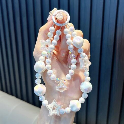 Beaded Camera Wrist Strap, Cute Phone Charms Strap, Pearl Bracelet Wrist Strap, Phone Keychain Decoration for Wallet in Saudi Arabia