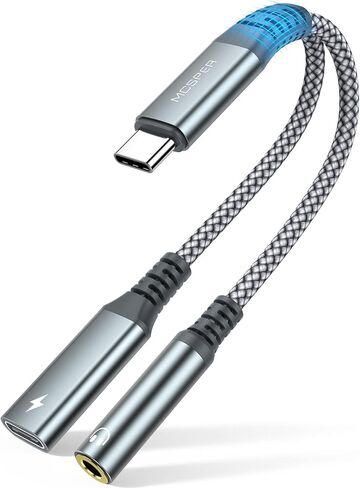 محول سماعة رأس وشاحن USB C إلى 3.5 ملم، كابل PD 60W 2 في 1 من النوع C إلى Aux مع شحن سريع لهاتف iPhone17 16 15 Pro Max Plus، Samsung Galaxy S22 S23 S24 S25 Ultra، Note 20 iPad Pro (رمادي) in Kuwait