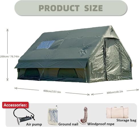 Inflatable Tent with Panoramic Skylight, 8-10 Person 4 Season Waterproof Oxford Blow Up Tent for Family Camping, PVC Air Beam Instant Setup with Dual-Room & Mesh Window, Includes Pump, Stakes in Saudi Arabia