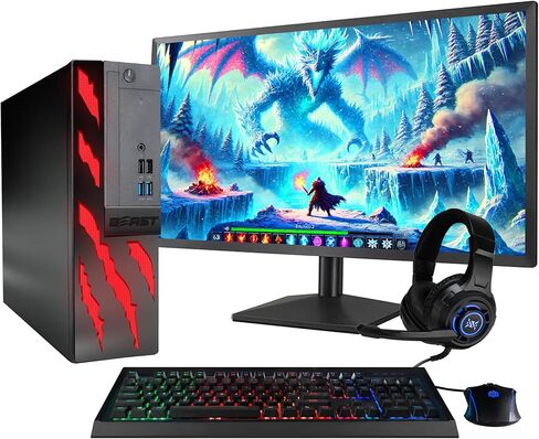 Blair Tech RGB Gaming PC Computer, Beast | Intel Core i5 up to 4.1GHz with Radeon RX 550 Graphics, 16GB RAM, 500GB SSD, WiFi, Bluetooth, Windows 11 Desktop,1080p PC Gaming (Renewed) in Saudi Arabia