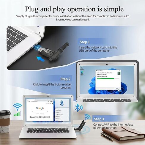 AX900 USB WiFi 6 Adapter, Bluetooth 5.4 Dual Band Wireless Network Card, 600Mbps Gigabit High-Speed USB Receiver with AP Mode for PC Desktop Laptop in Saudi Arabia