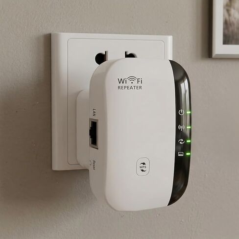 Fast WiFi Extender, Signal Booster for Home, Long Range WiFi Repeater Up to 1614 sq.ft Coverage, Easy Set Up WiFi Repeater Wireless Signal Booster with Ethernet Port for Indoor/Outdoor (US, White) in Saudi Arabia