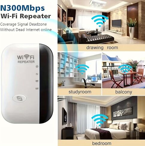 Fast WiFi Extender, Signal Booster for Home, Long Range WiFi Repeater Up to 1614 sq.ft Coverage, Easy Set Up WiFi Repeater Wireless Signal Booster with Ethernet Port for Indoor/Outdoor (US, White) in Saudi Arabia