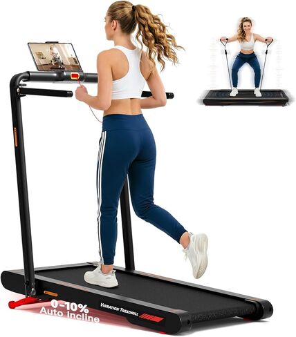 جهاز مشي قابل للطي من Lysole مزود بالاهتزاز والميل، جهاز مشي 4 في 1 تحت المكتب للمنزل والمكتب، سعة 350 رطل، سرعة 0.3-7.5 ميل في الساعة، شاشة LED، جهاز مشي محمول مع تطبيق وجهاز تحكم عن بعد in Saudi Arabia