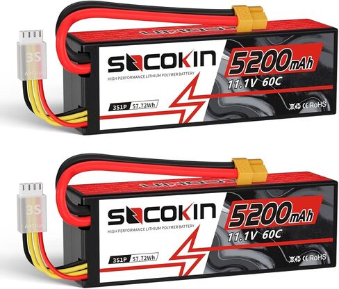 SOCOKIN 4S Lipo Battery 5500mAh 14.8V 120C with T Deans Plug Hard Case for RC Car Truck Tank RC Buggy Truggy RC Model Racing Hobby(2 Pack) in Kuwait