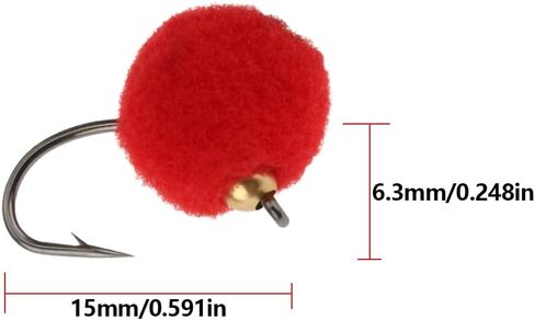 24Pcs Fly Fishing Flies Kit Insect Egg Flo-ating Bait Brass Bead Head Lure for Salmon Steelhead Trout 15x6.3mm Multicolour in Saudi Arabia