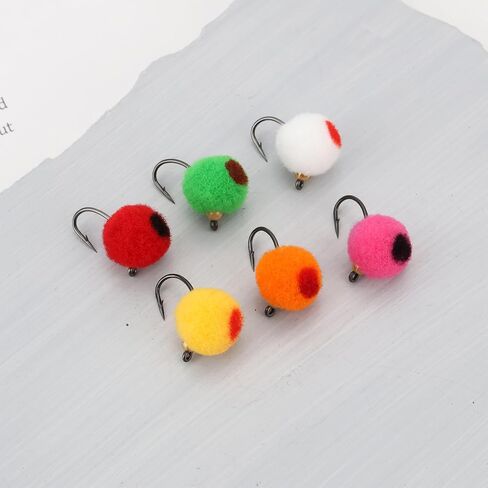 24Pcs Fly Fishing Flies Kit Insect Egg Flo-ating Bait Brass Bead Head Lure for Salmon Steelhead Trout 15x6.3mm Multicolour in Saudi Arabia
