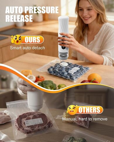 RIWUSI Portable Vacuum Sealer for Food with Visible Water Tank, 60kPa Powerful Handheld Vacuum Sealer Machine, One-Touch Auto Seal & Pulse Mode for Delicate Foods, Includes 20 Reusable Bags in Saudi Arabia