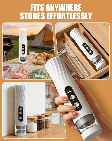 RIWUSI Portable Vacuum Sealer for Food with Visible Water Tank, 60kPa Powerful Handheld Vacuum Sealer Machine, One-Touch Auto Seal & Pulse Mode for Delicate Foods, Includes 20 Reusable Bags in Saudi Arabia
