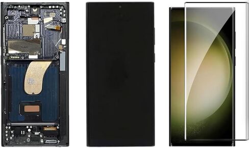 شاشة LCD فائقة الجودة Galaxy S23 مع إطار بديل لهاتف Samsung Galaxy S23 Ultra SM-S918U S918A S918W شاشة LCD تعمل باللمس مع إطار + أداة (أسود) in Saudi Arabia