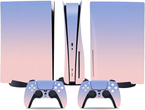 Decal Cover Skin Compatible with PlayStation 5 Console and Controllers Disc Edition (Purple Color) in Saudi Arabia