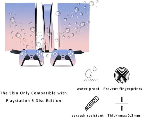 Decal Cover Skin Compatible with PlayStation 5 Console and Controllers Disc Edition (Purple Color) in Saudi Arabia