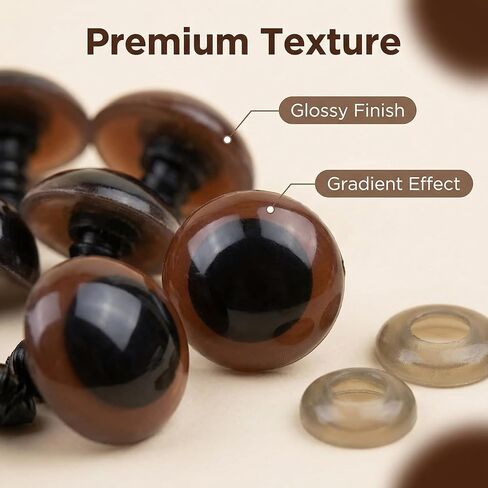 TOPWEL 100PCS Brown Plastic Safety Eyes for Sewing Crafting Buttons for Bear Doll of DIY (16MM) in Saudi Arabia