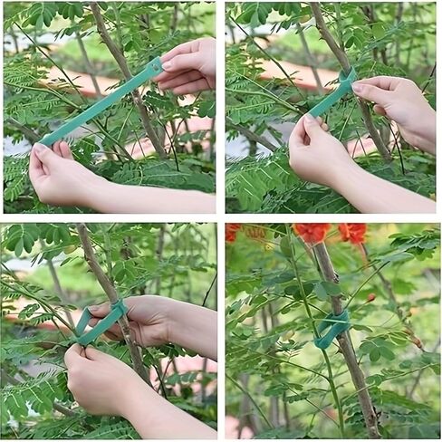 100-Pack Heavy Duty Nylon Plant Ties – 7.87 Inch Reusable Hook & Loop Garden Cable Straps, Adjustable Green Vine Support for Tomatoes, Roses, Ivy & Climbing Plants in Saudi Arabia