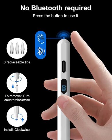 قلم Digiroot Stylus لهاتف iPhone، قلم ستايلس عالمي مع شاشة LED للطاقة، قلم لوحي متوافق مع Andriod/Tablet/Motorola/Switch، قلم ذكي مغناطيسي لأجهزة iPhone وAndroid وHarmonyOS in Kuwait