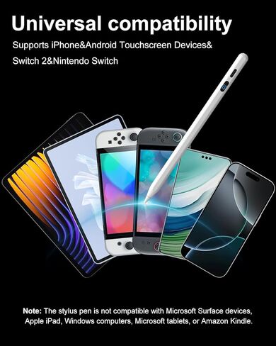 قلم Digiroot Stylus لهاتف iPhone، قلم ستايلس عالمي مع شاشة LED للطاقة، قلم لوحي متوافق مع Andriod/Tablet/Motorola/Switch، قلم ذكي مغناطيسي لأجهزة iPhone وAndroid وHarmonyOS in Kuwait