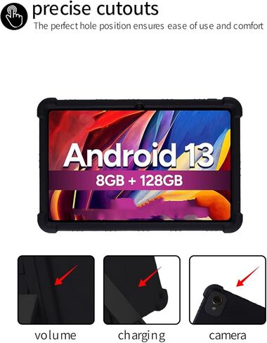 حافظة كمبيوتر لوحي Fusion5 F202 مقاس 10.1 بوصة، حامل قابل للتعديل من السيليكون الناعم BOVUGAC مضاد للصدمات مناسب للأطفال لجهاز Fusion5 F202 مقاس 10.1 بوصة (أسود) in Saudi Arabia