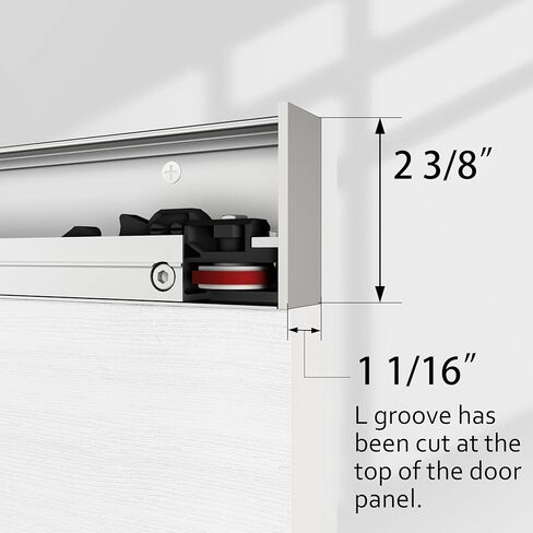 JUBEST 30"x84" Concealed Sliding Barn Door with Horizontal Groove and Soft Close Hardware Kit, White Flush Hidden Door for Opening 26"-28"x80", Waterproof and Smooth Sliding, for Interior Using in Saudi Arabia