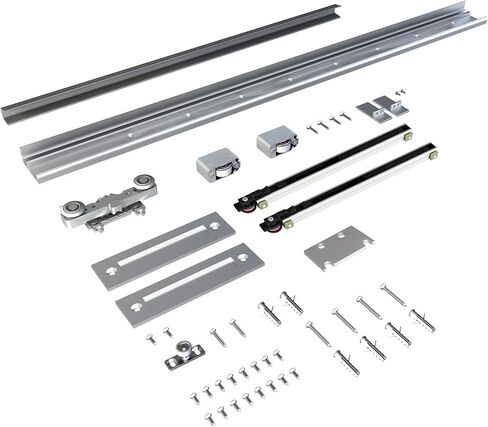 JUBEST 30"x84" Concealed Sliding Barn Door with Horizontal Groove and Soft Close Hardware Kit, White Flush Hidden Door for Opening 26"-28"x80", Waterproof and Smooth Sliding, for Interior Using in Saudi Arabia