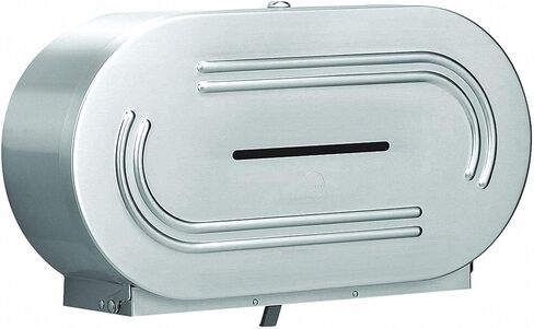 Bradley Jumbo Dual Roll Toilet Paper Dispenser, Holds Two 9" Diameter Rolls, Keyed Lock, Refill-Indicator Slot on Dispenser Face, Satin Finish, Stainless Steel in Saudi Arabia