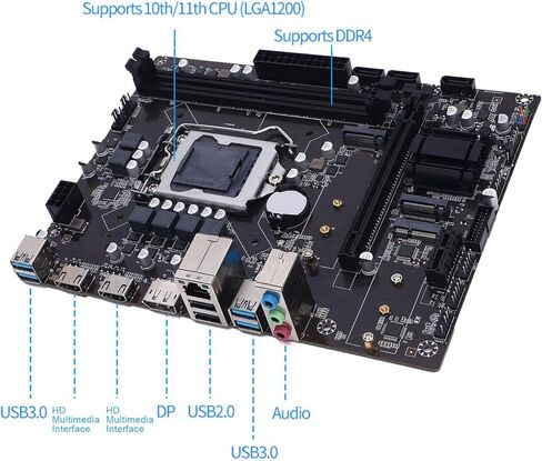 اللوحة الأم للألعاب ASHATA، اللوحة الأم ATX LGA 1200 DDR4، M.2 Serial ATA3.0x3 PCIe 4 WiFi LAN تدعم معالج Core I9 I7 I5 I3 من الجيل العاشر in Kuwait